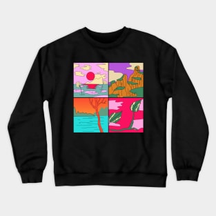 Colourful Cartoon Nature Crewneck Sweatshirt